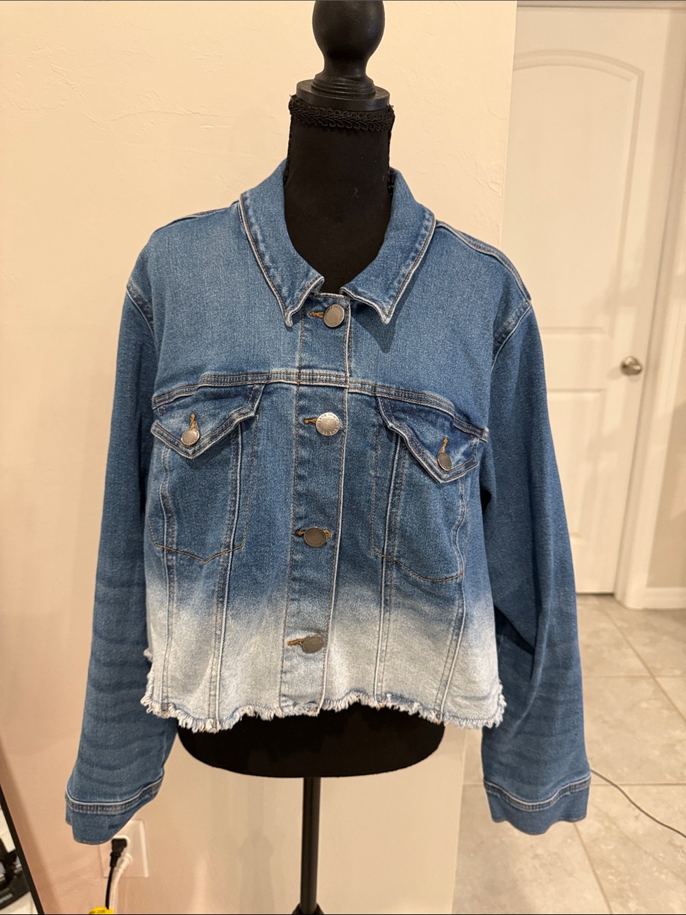Lane Bryant Blue Ombre Crop Denim Jacket